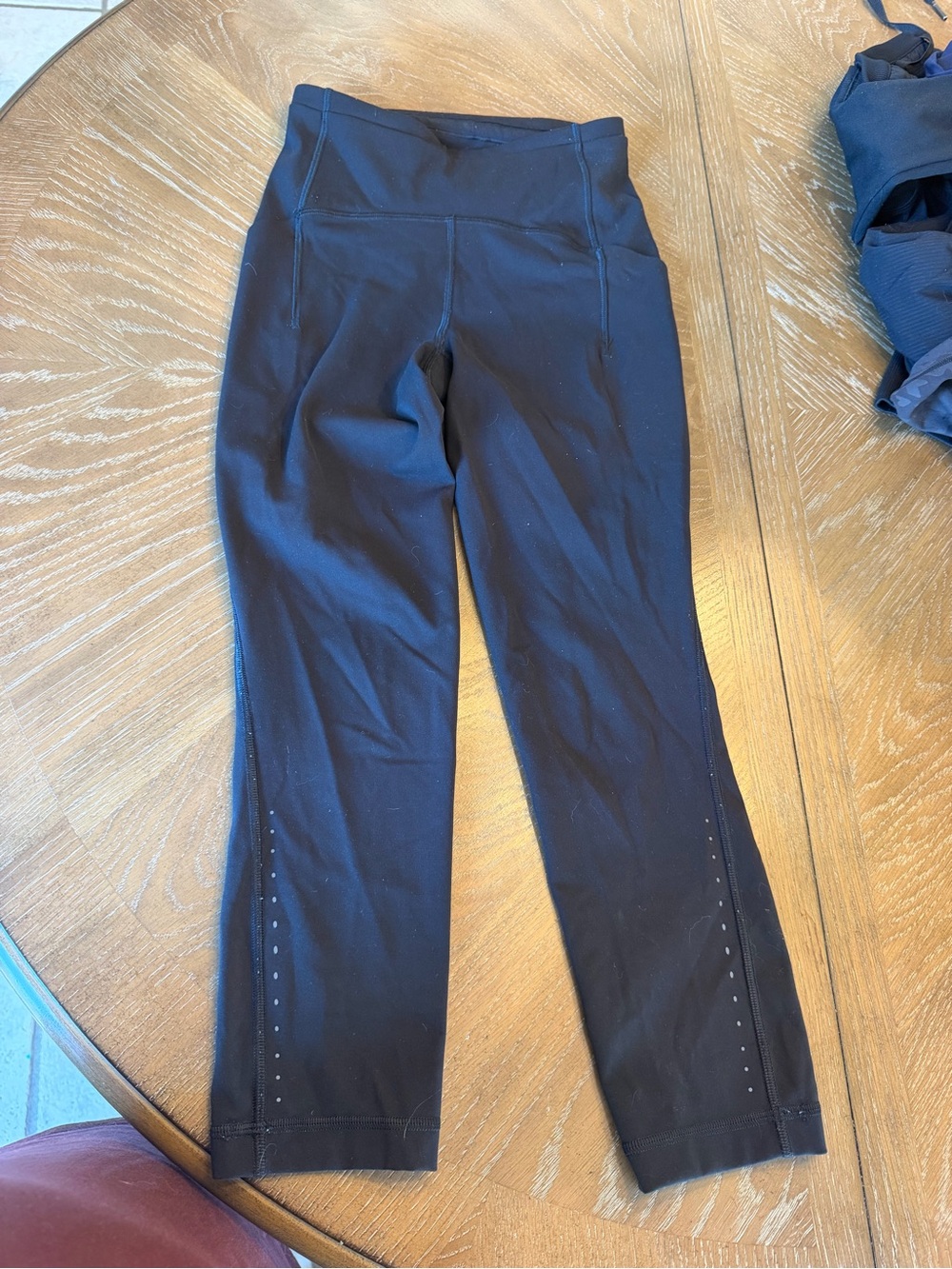 lululemon athletica Black High-Rise Cropped Leggings with Perforated Detail